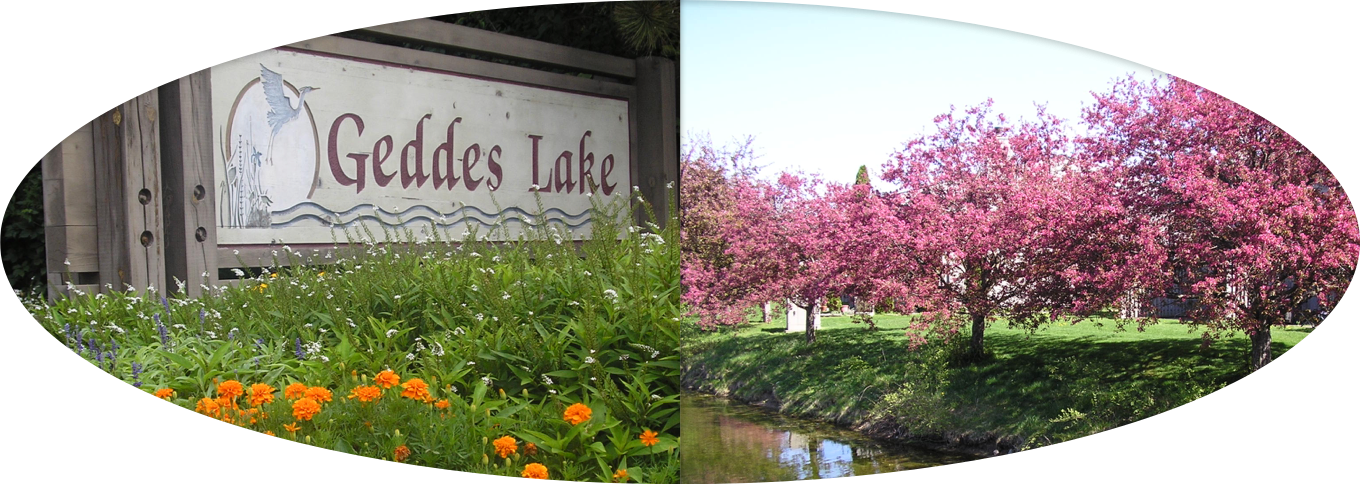 Photo of Geddes Lake front sign